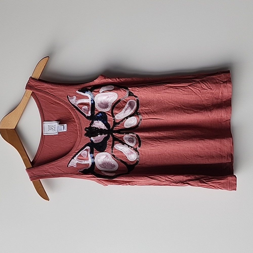Vintage Mango Jeans Viscose Sequin Abstract Butterfly Tank Top